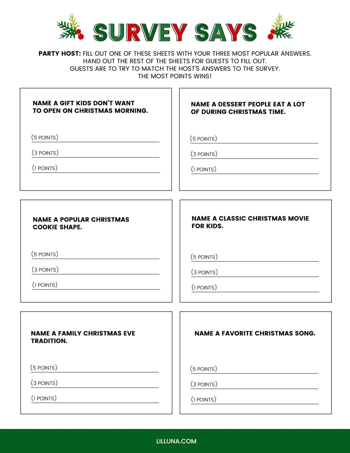 Christmas Games Free Printable FREE Printable A Z