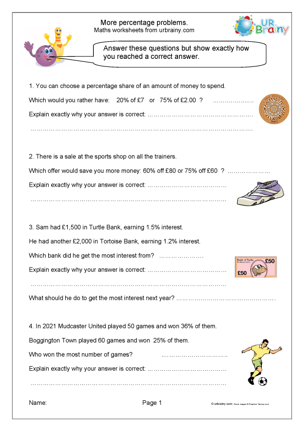 percentage word problems worksheet pdf