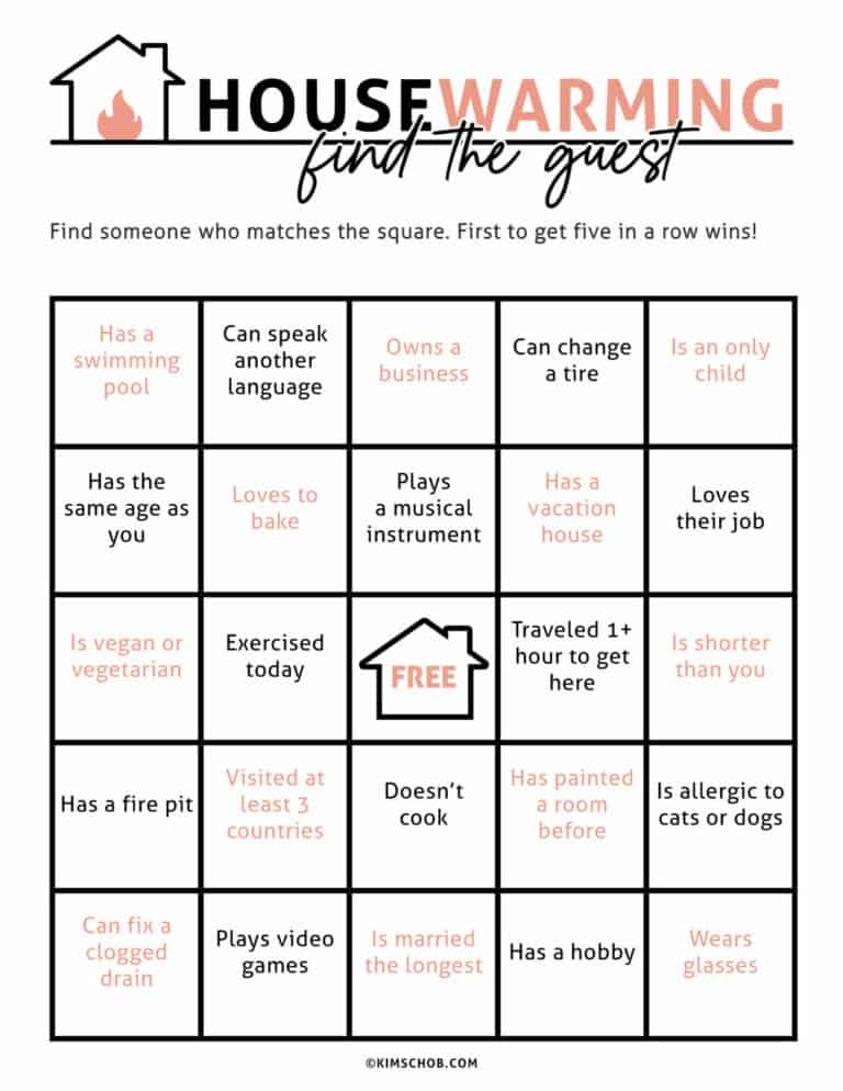 Printable Housewarming Games