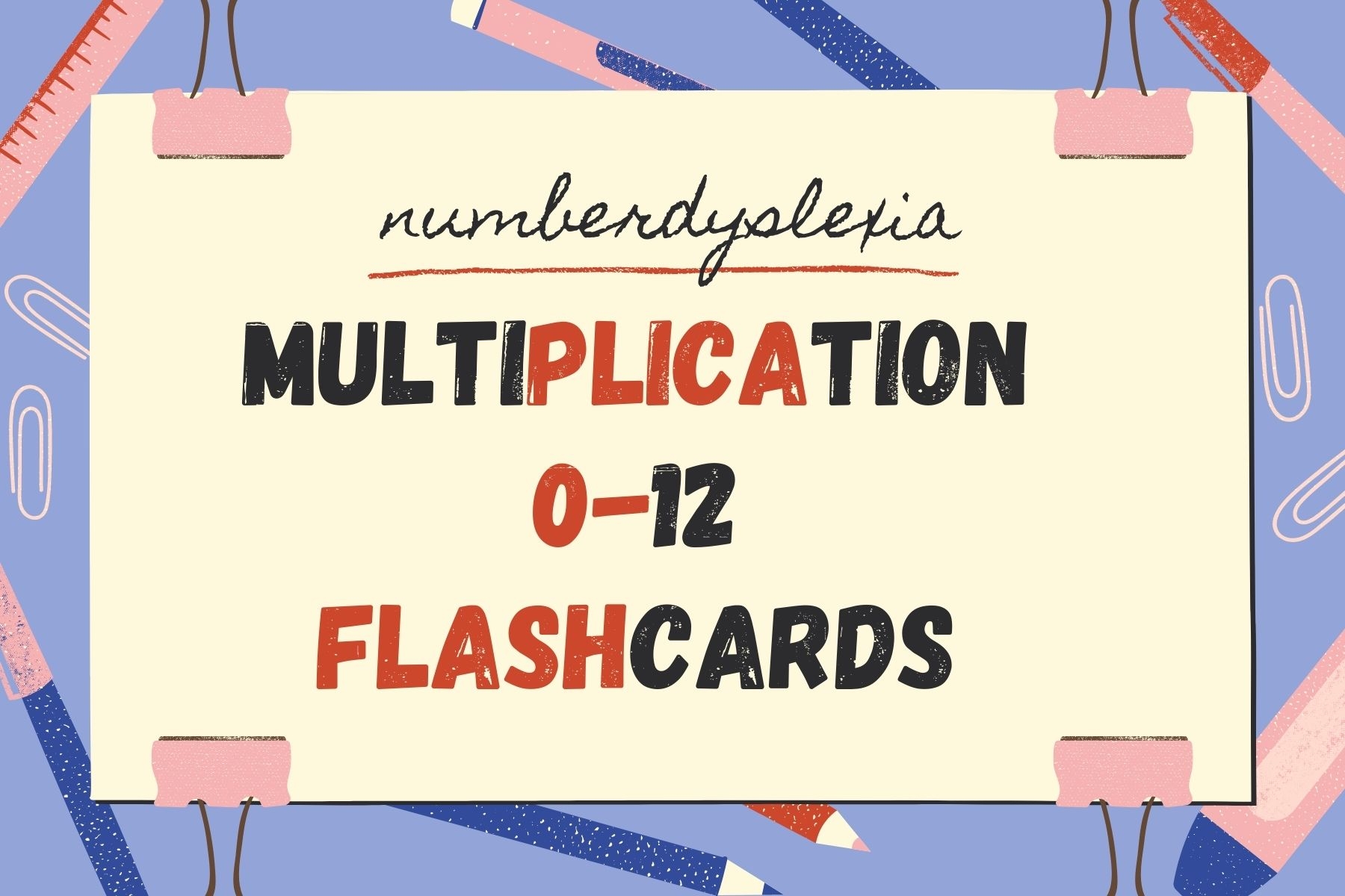 6 multiplication flash cards printable