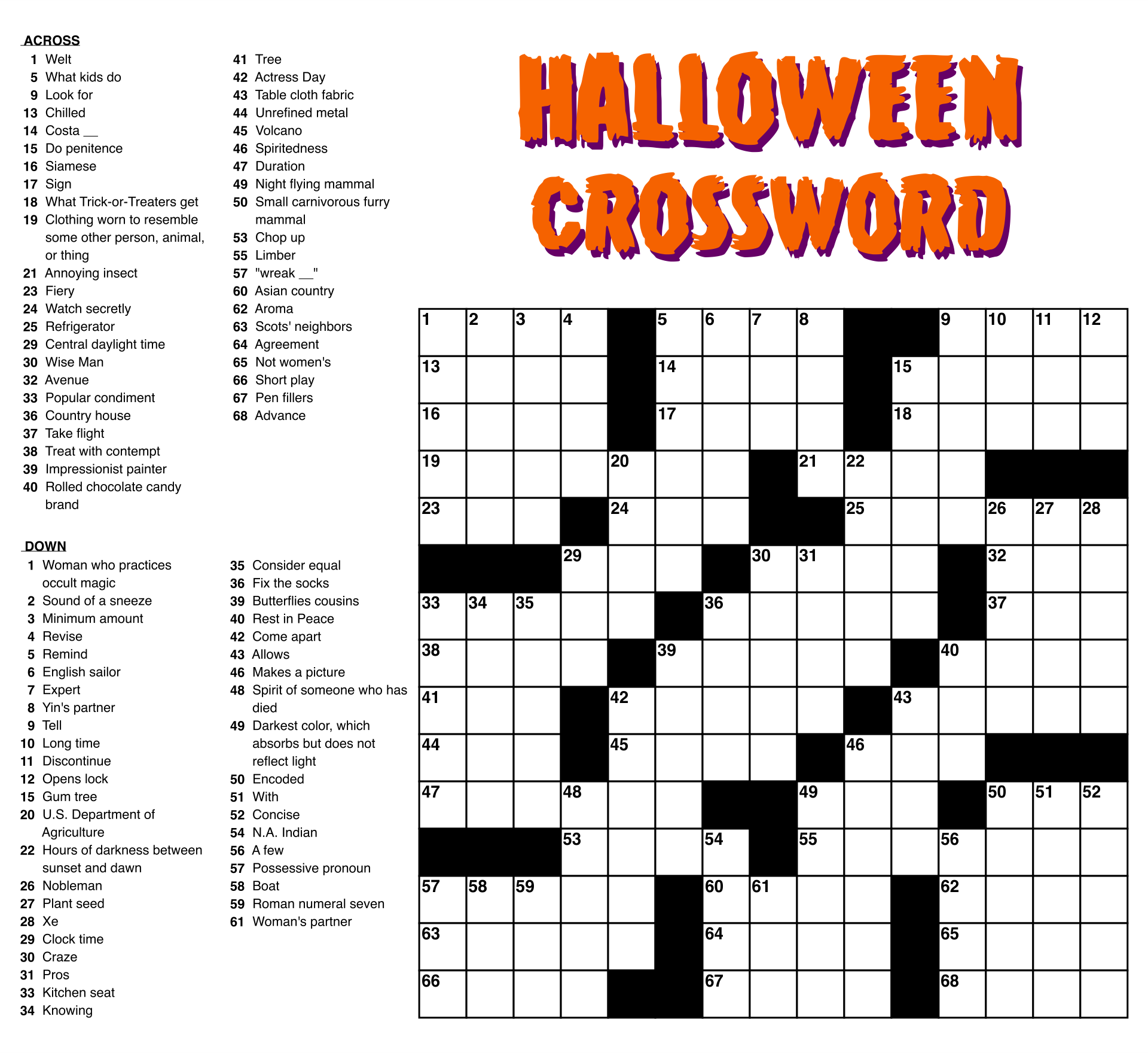 10 Best Large Print Easy Crossword Puzzles Printable PDF For Free