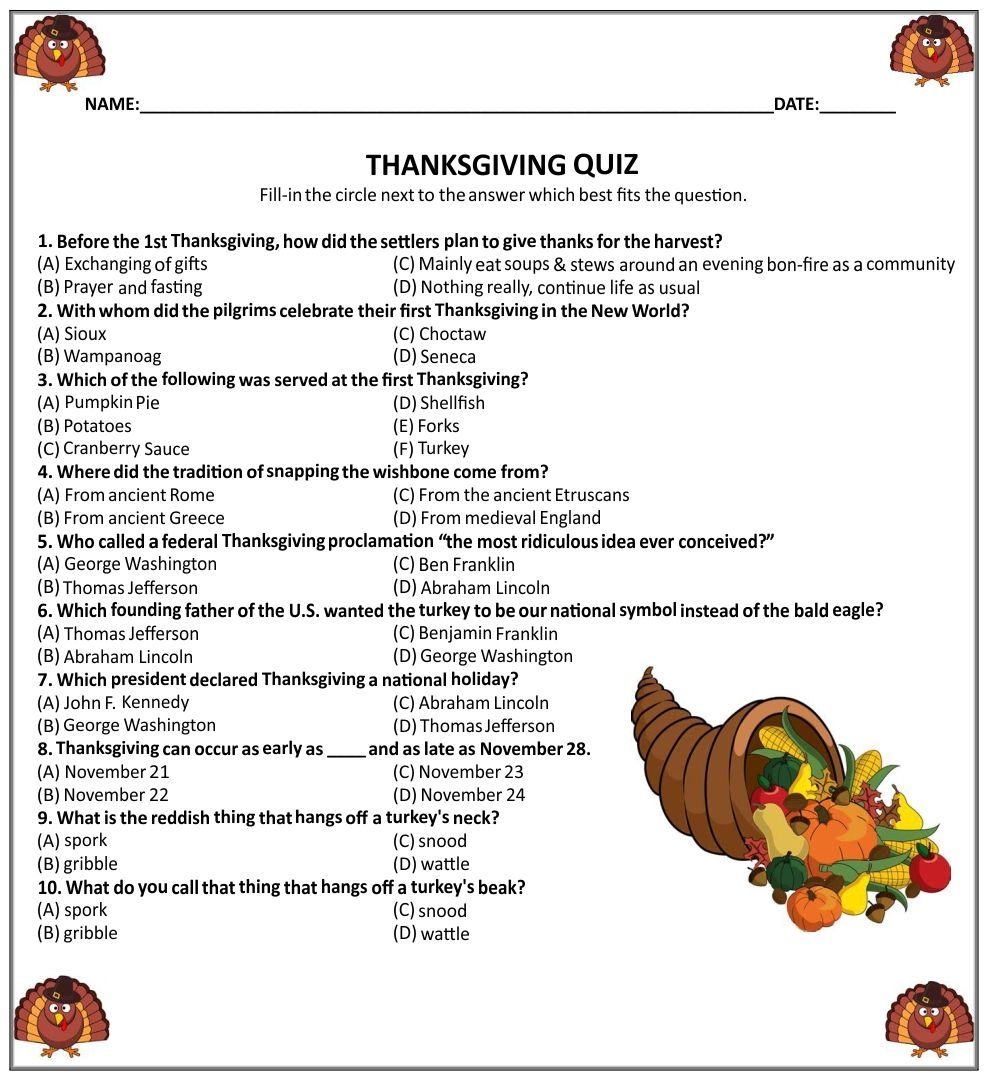printable games for thanksgiving