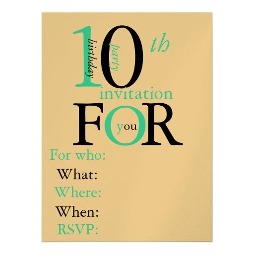 10 Year Old Birthday Invitation 6 5 quot X 8 75 quot Invitation Card Zazzle