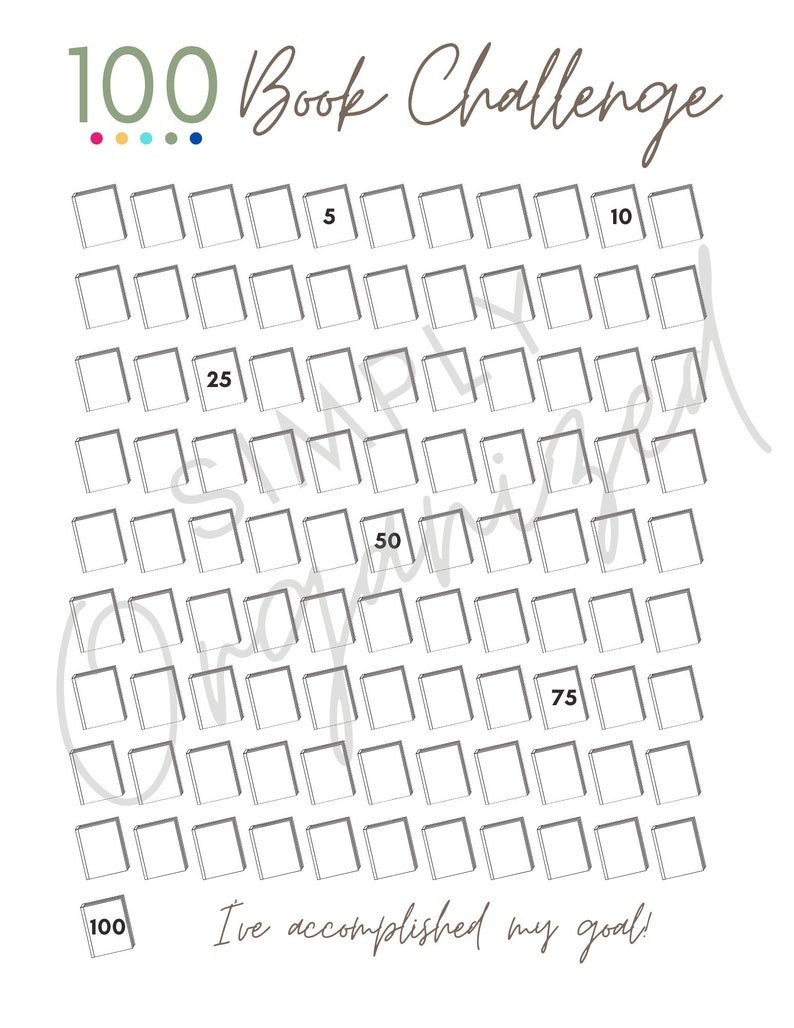 100 book challenge skill cards printable