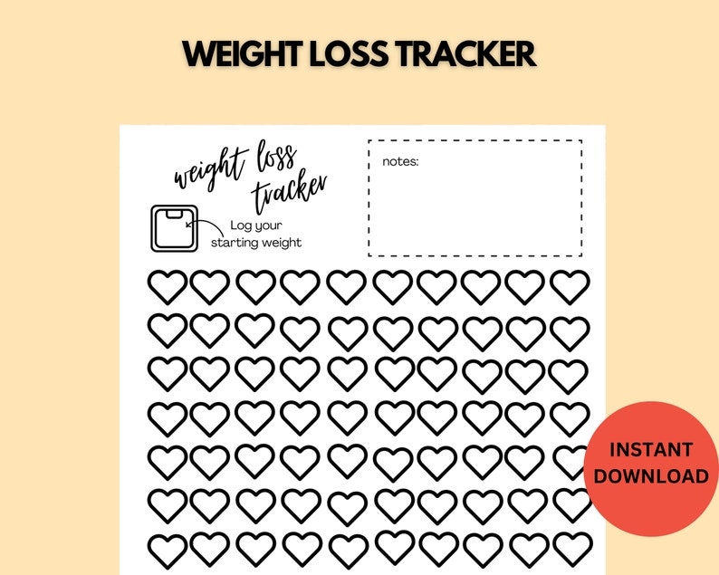 100 Lb Printable Weight Loss Tracker Weight Loss Goal Tracker Digital 