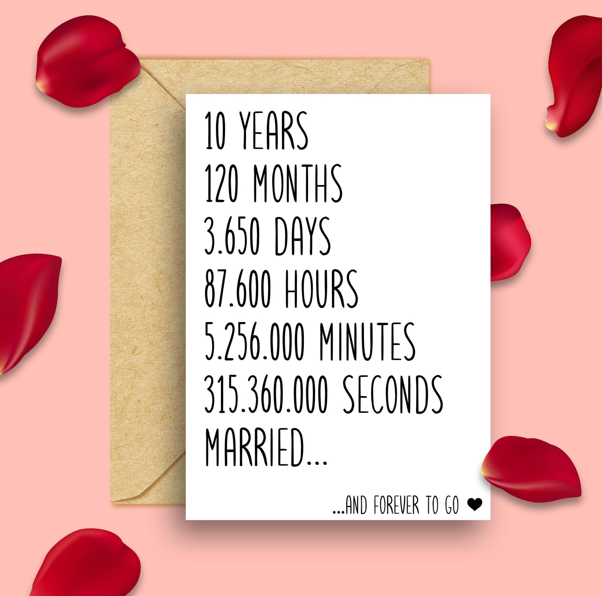 10th Anniversary Card 10th Wedding Anniversary Card 10 Years Etsy