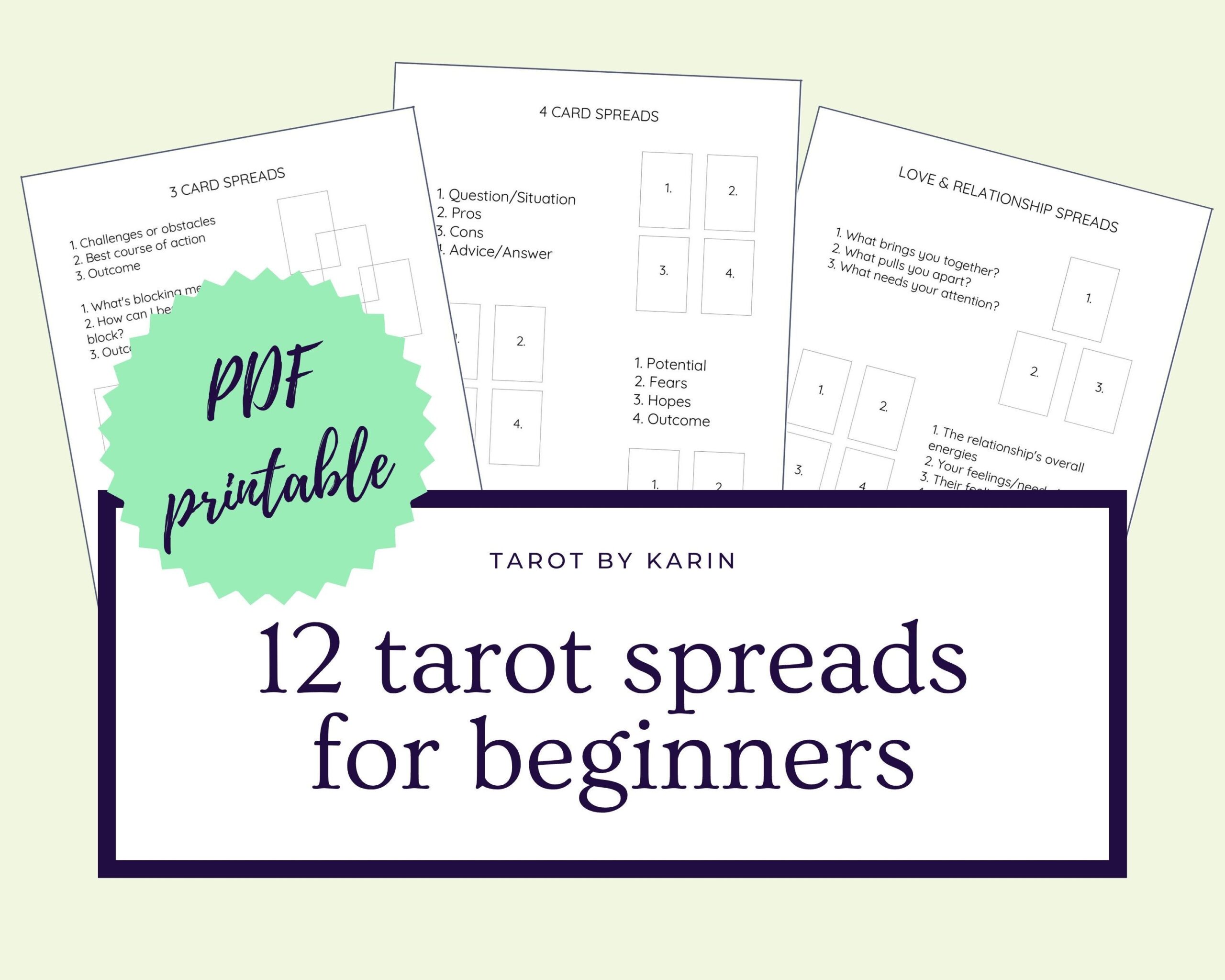 12 Card Tarot Layout Printable Form Printable Forms Free Online