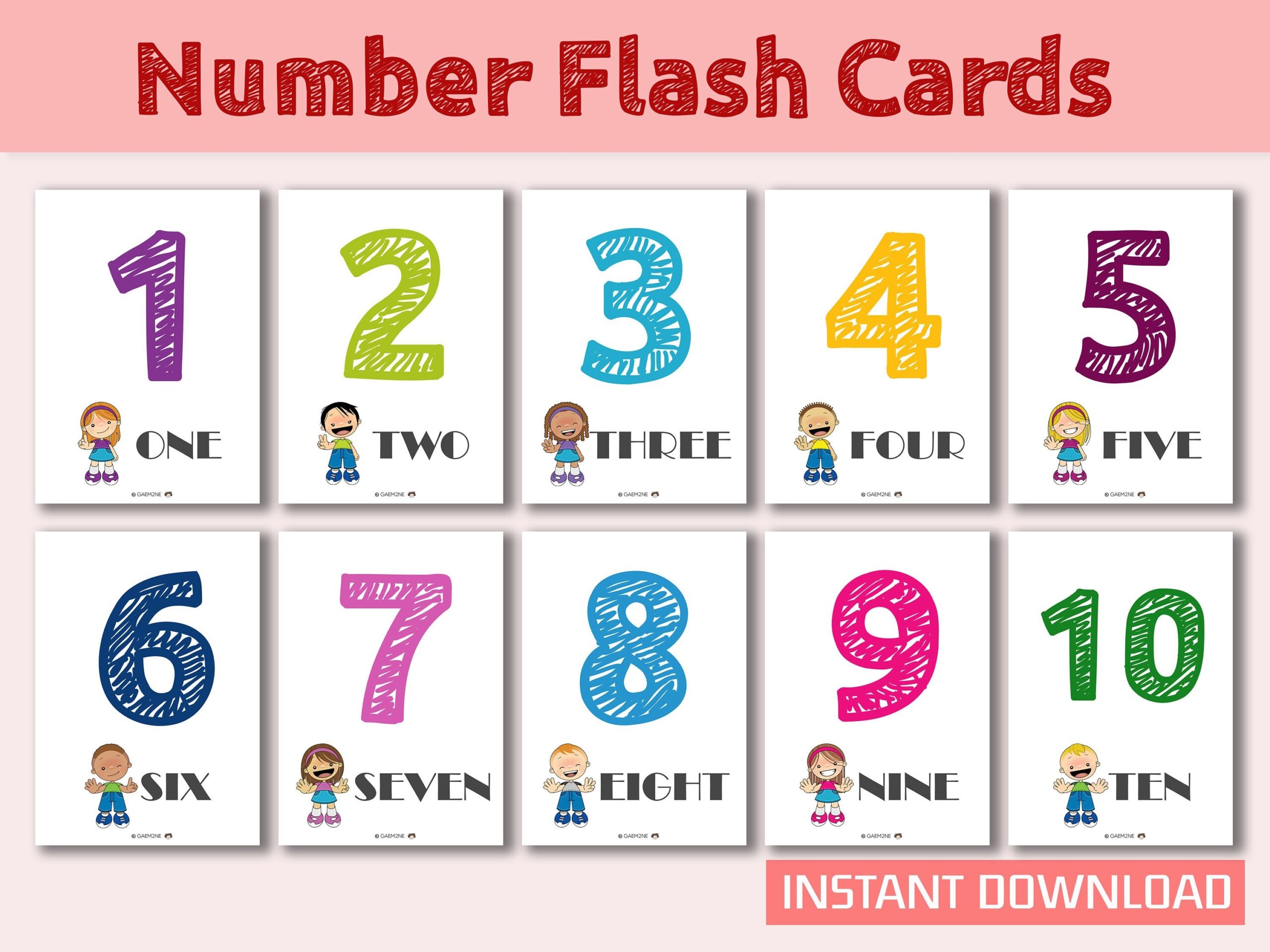 123 Flash Cards Printable Montessori Learning Cards