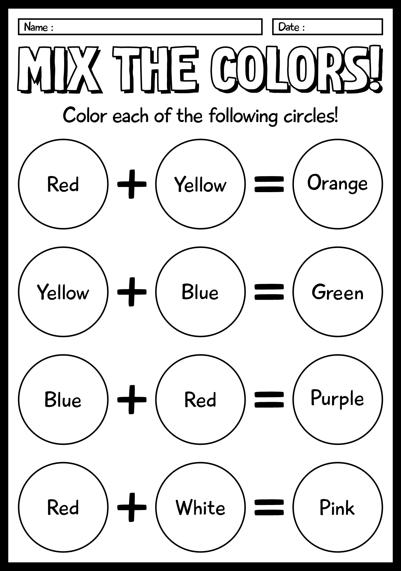 13 Best Images Of Printable Color Mixing Worksheet Color Mixing 