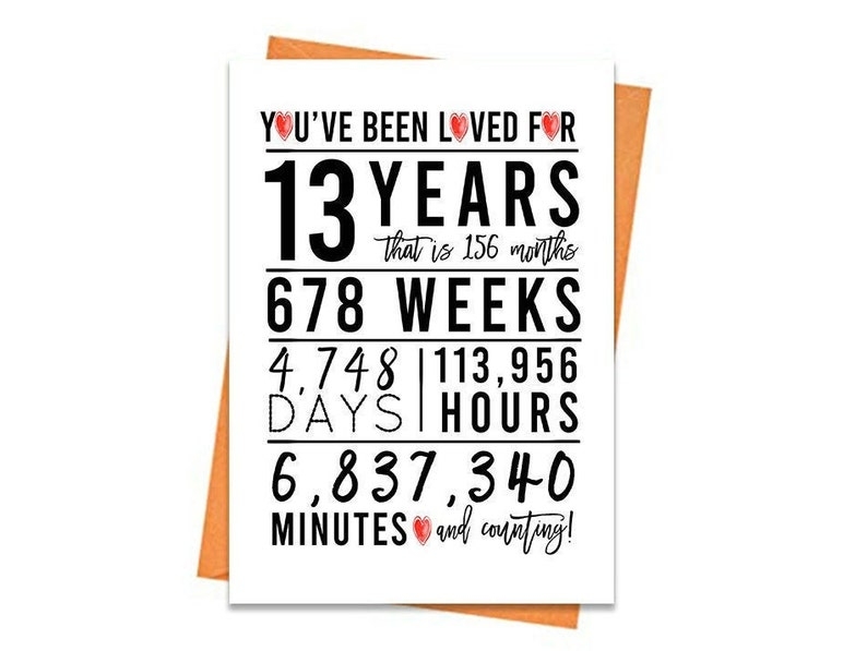 13th Birthday Card Printable Birthday Card 13th Birthday Etsy
