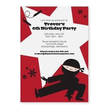 14 Free Ninja Warrior Birthday Invitation Template Free PSD File With 