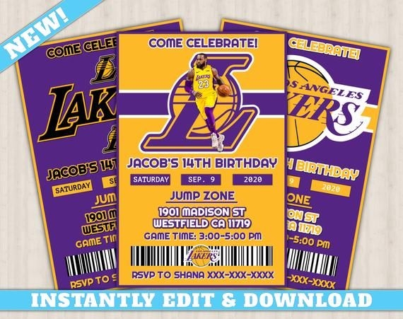 lakers birthday invitation template free