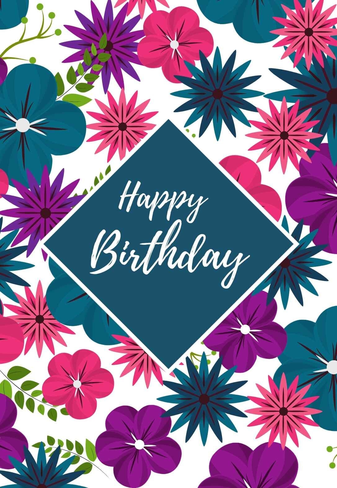 16 Beautiful Flower Printable Birthday Cards free PRINTBIRTHDAY CARDS