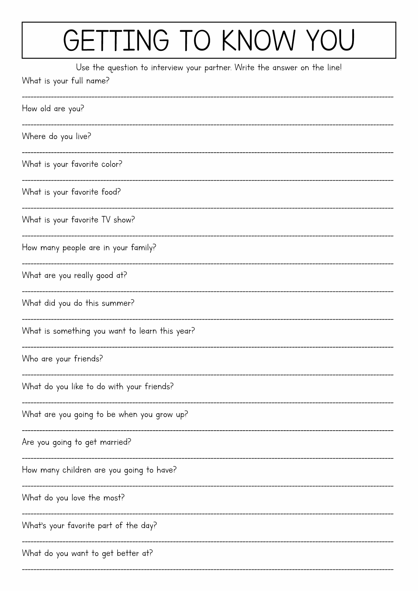 get to know me worksheet for adults