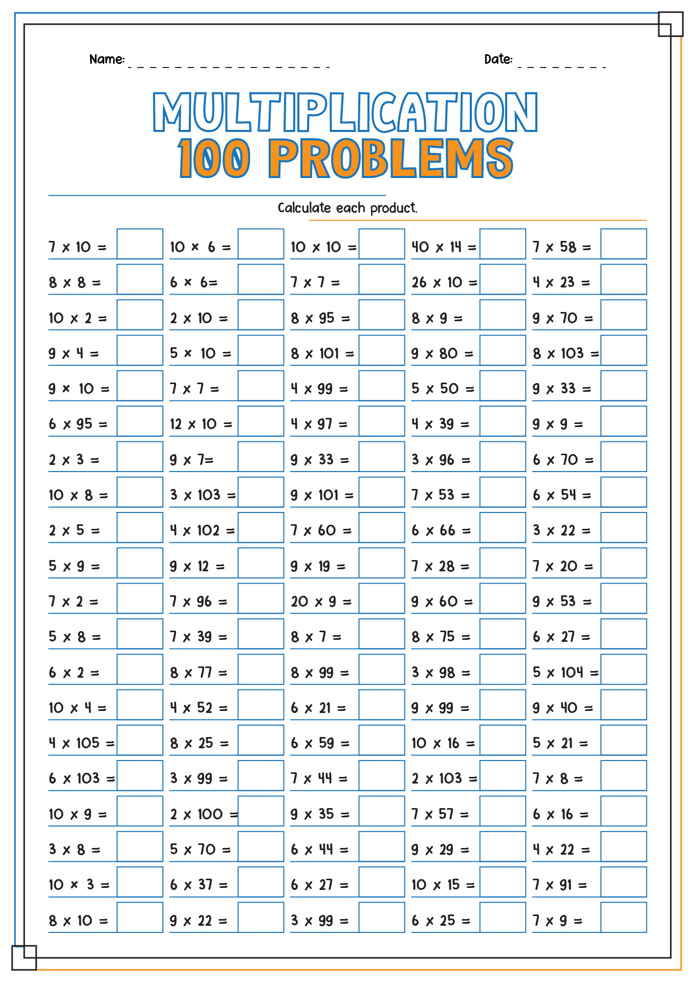17 Hard Multiplication Worksheets 100 Problems Free PDF At 