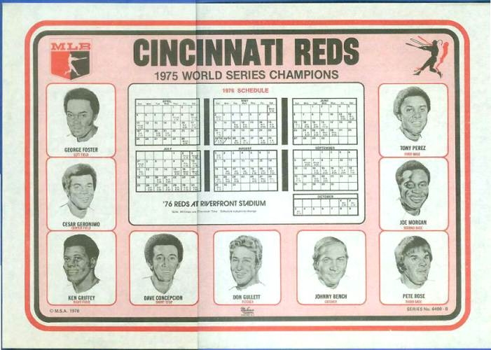 1976 Cincinnati Reds LOT OF 5 PLACEMATS 1975 World Series Champions