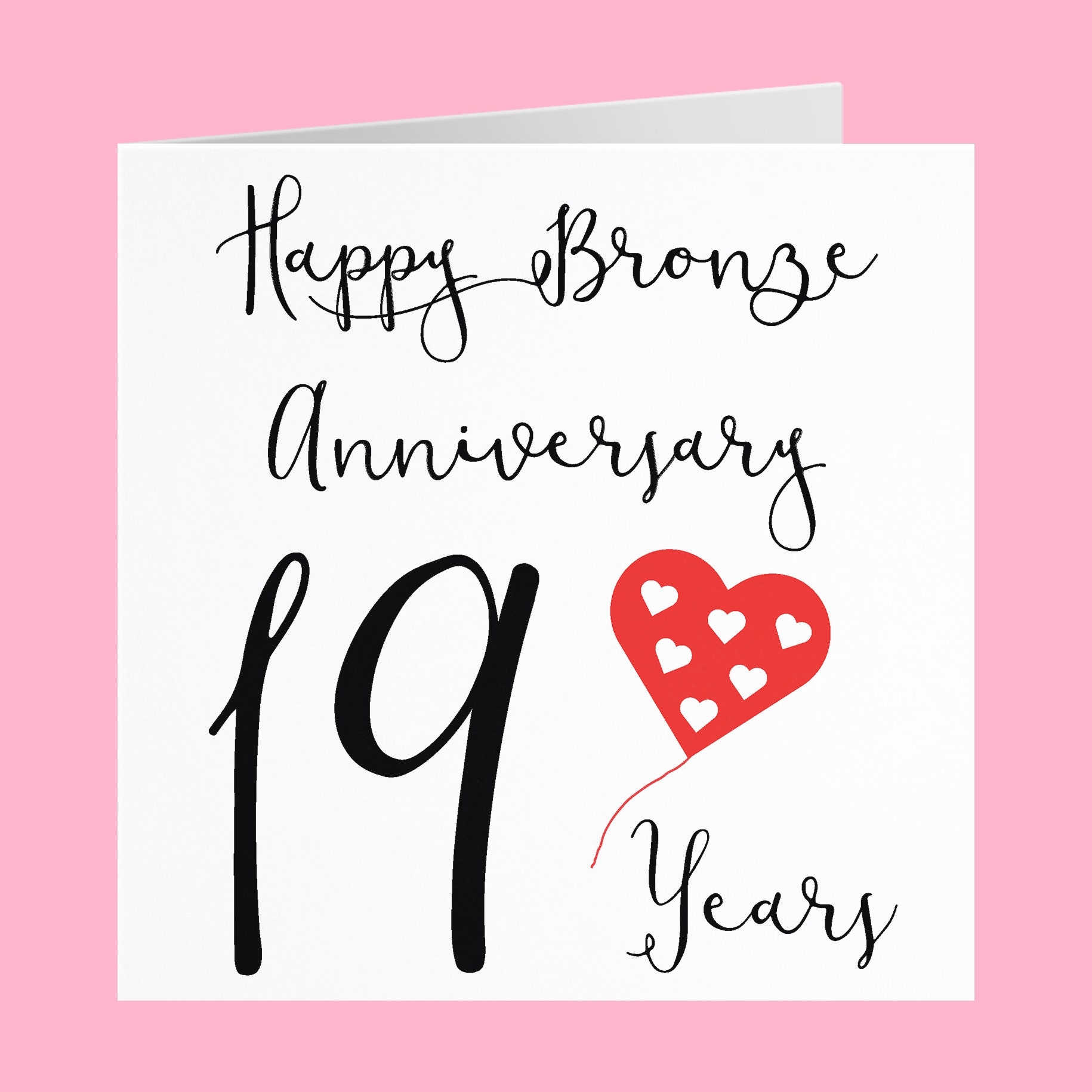 19th Wedding Anniversary Card Happy Bronze Anniversary 19 Etsy