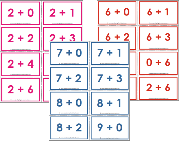 1st grade math flash cards printable