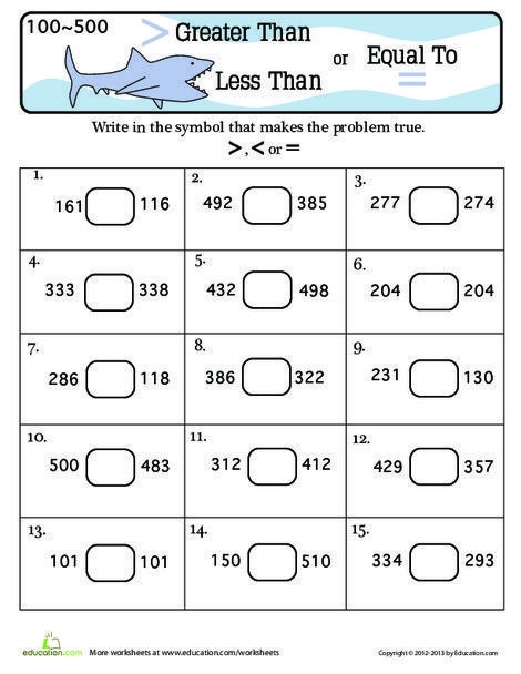 1st Grade Math Greater Than Less Than Worksheets 1st Grade Math 