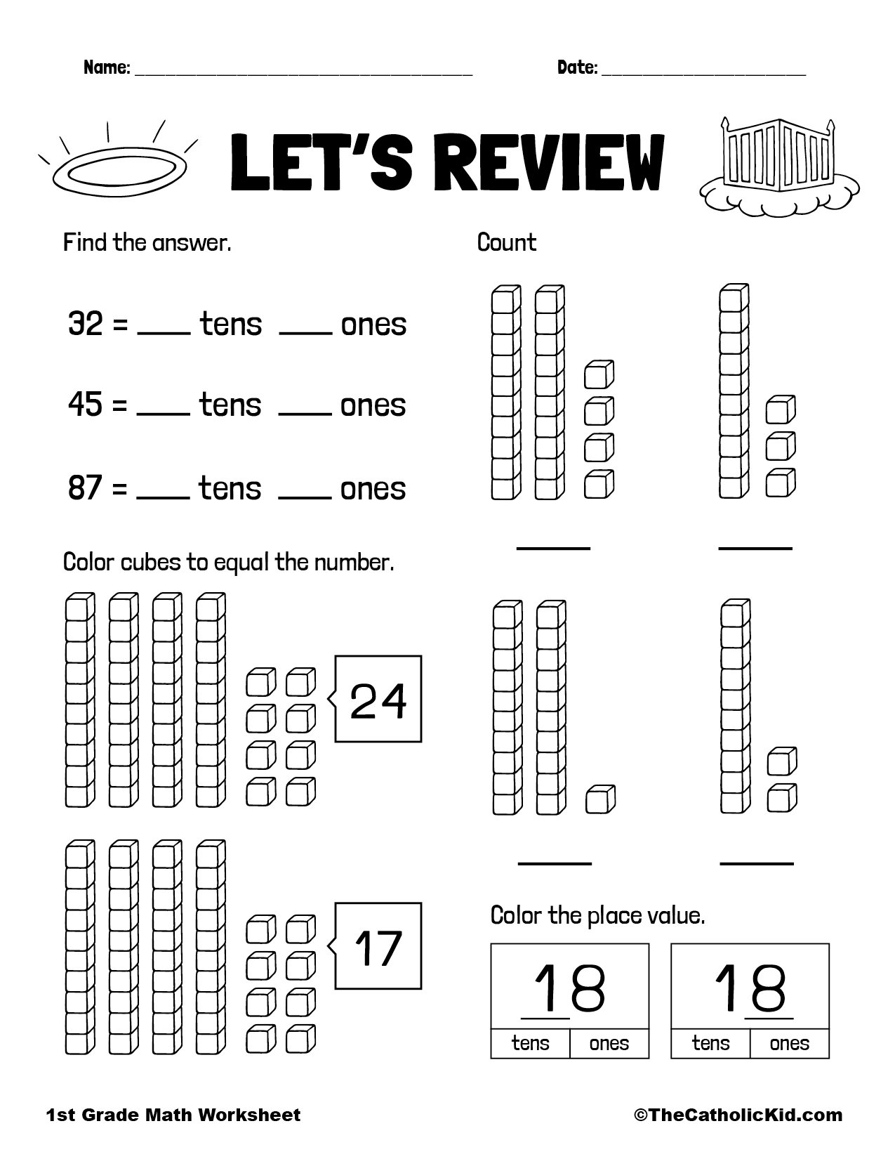math worksheet 1st grade