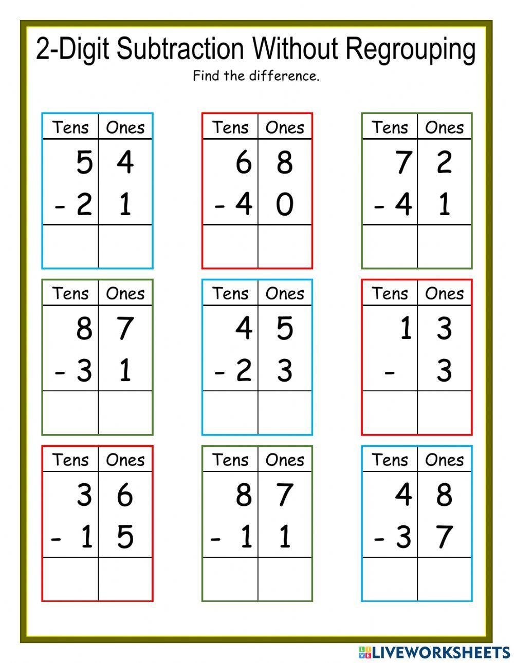 regrouping worksheets