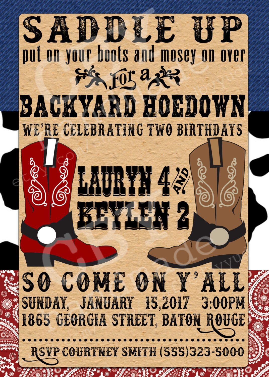 20 Modern A Cowboy Birthday Party Invitation Template Get It Birthday 