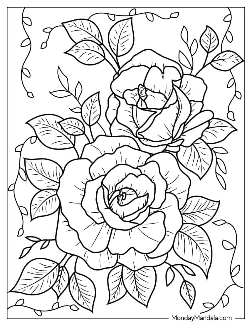 20 Rose Coloring Pages Free Pdf Printables Artofit