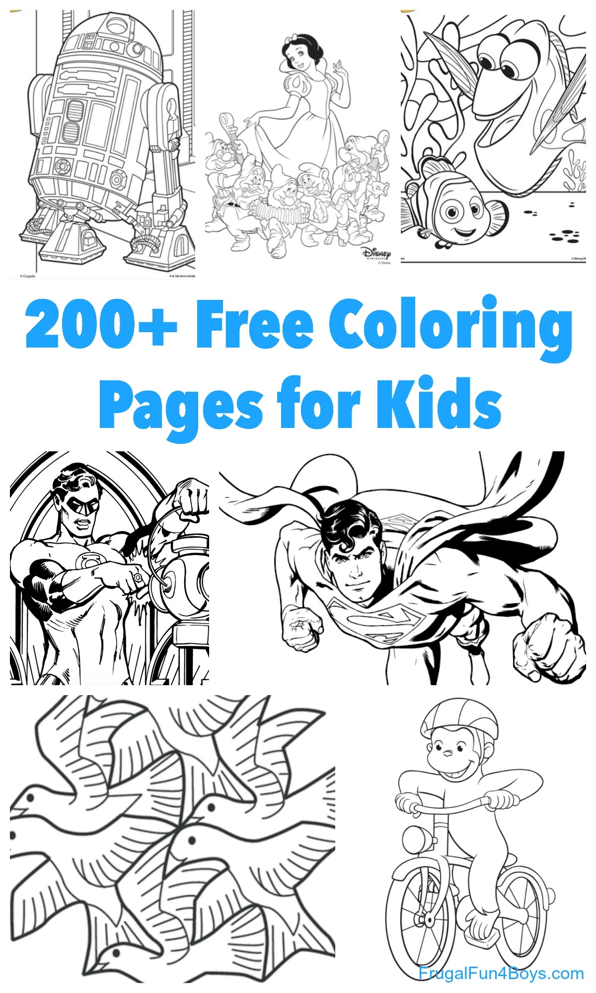 200 Printable Coloring Pages For Kids Frugal Fun For Boys And Girls