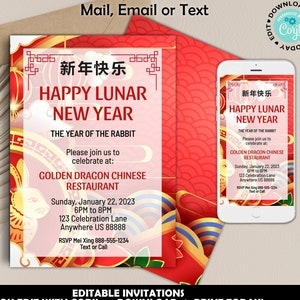 2023 Lunar New Year Invite Chinese Lunar New Year Invitation Year Of 