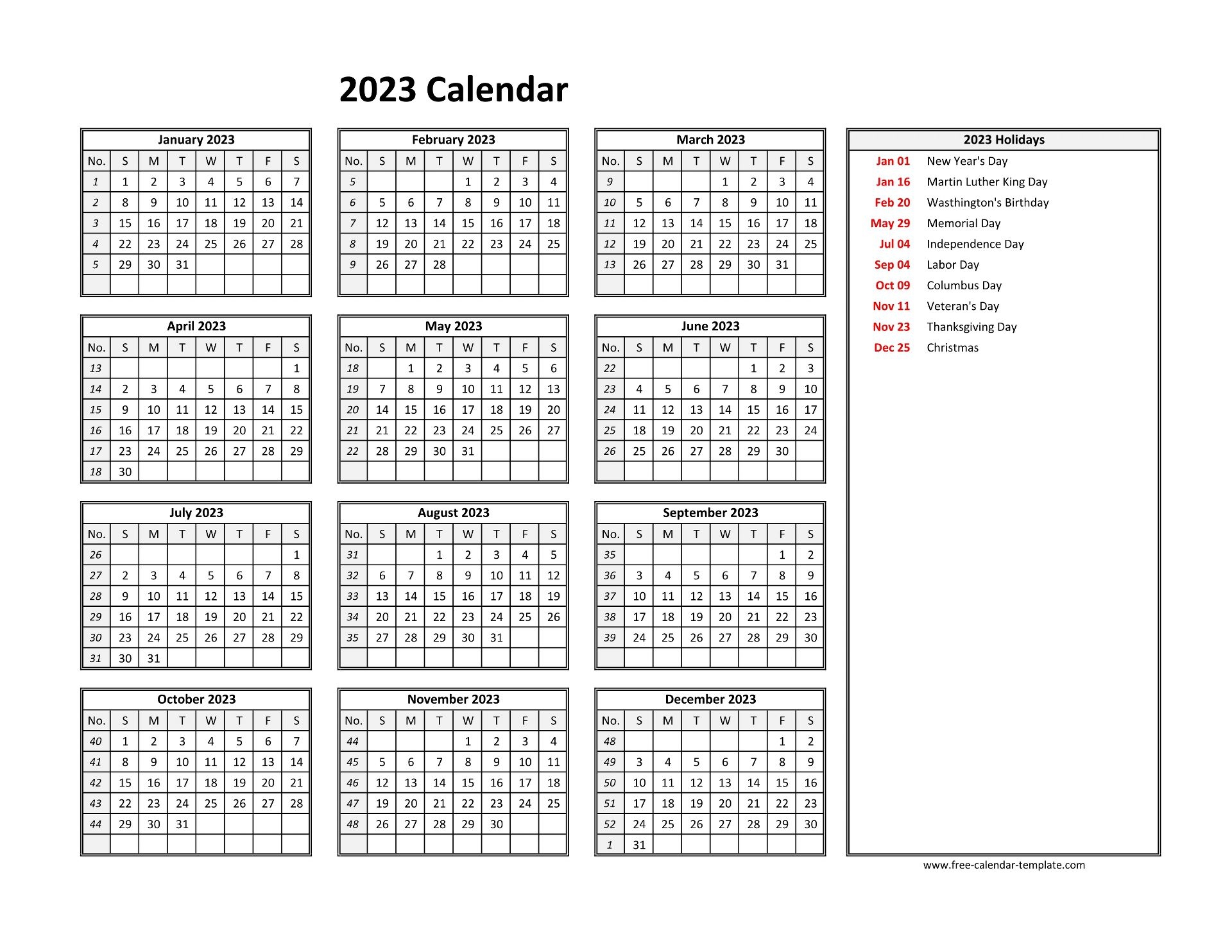 printable free calendar template