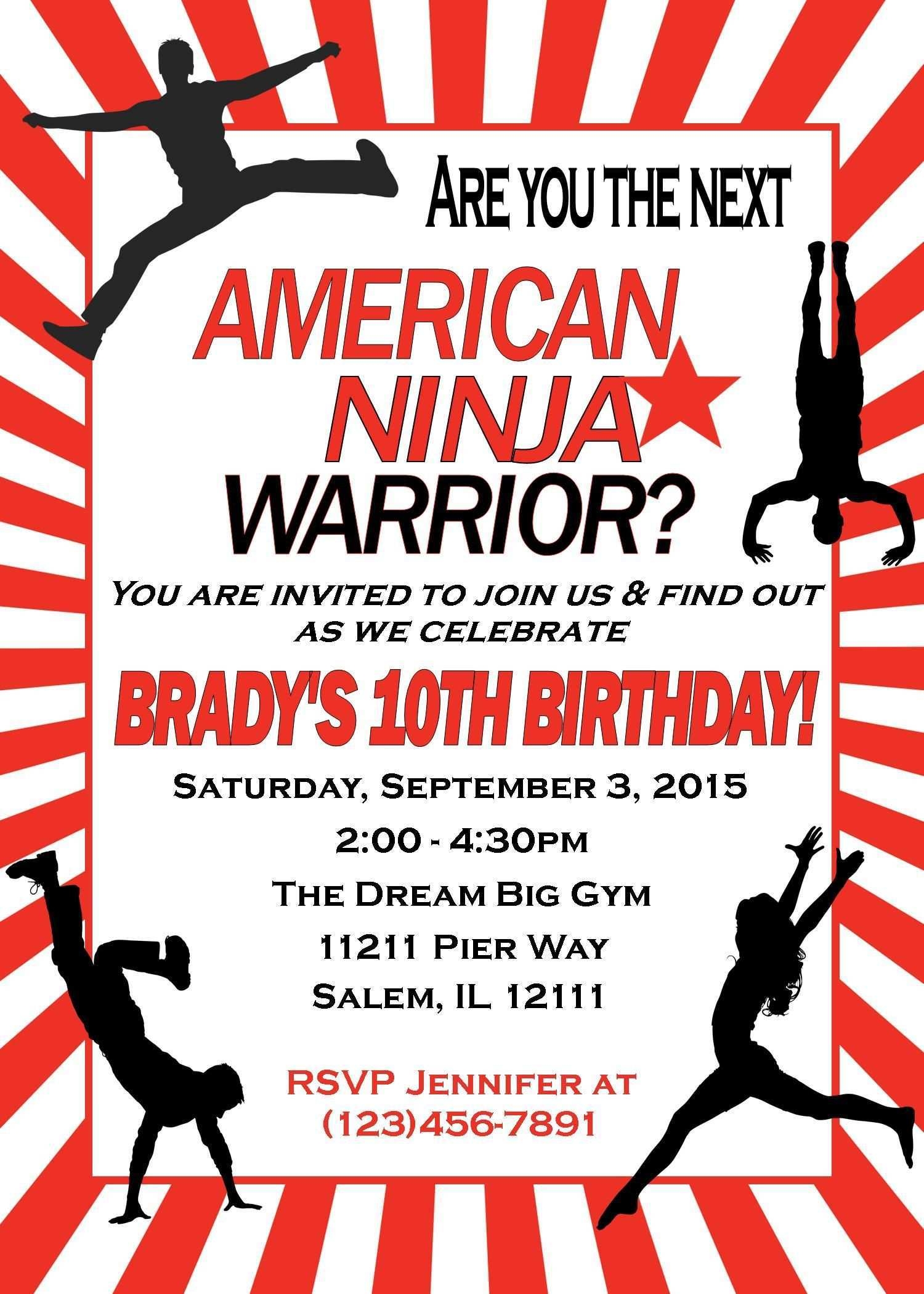 21 Printable Ninja Warrior Birthday Invitation Template Free Layouts 