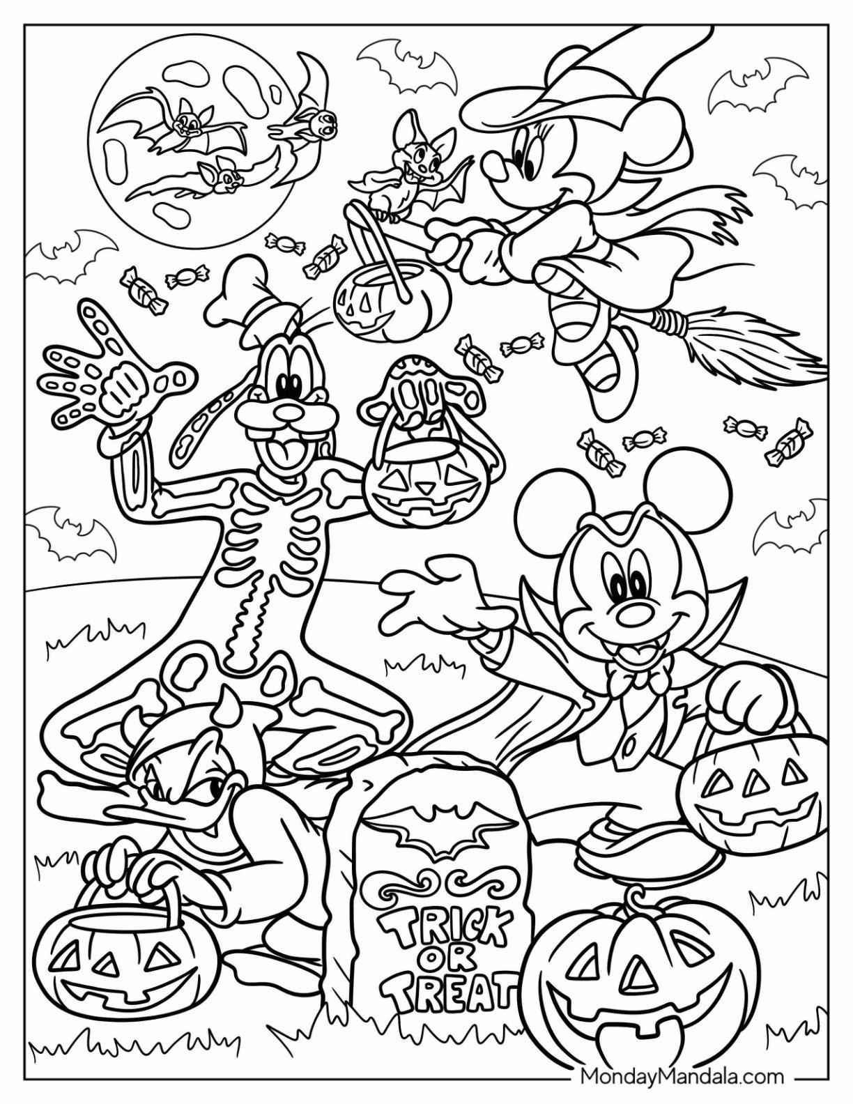 24 Disney Halloween Coloring Pages Free PDF Printables