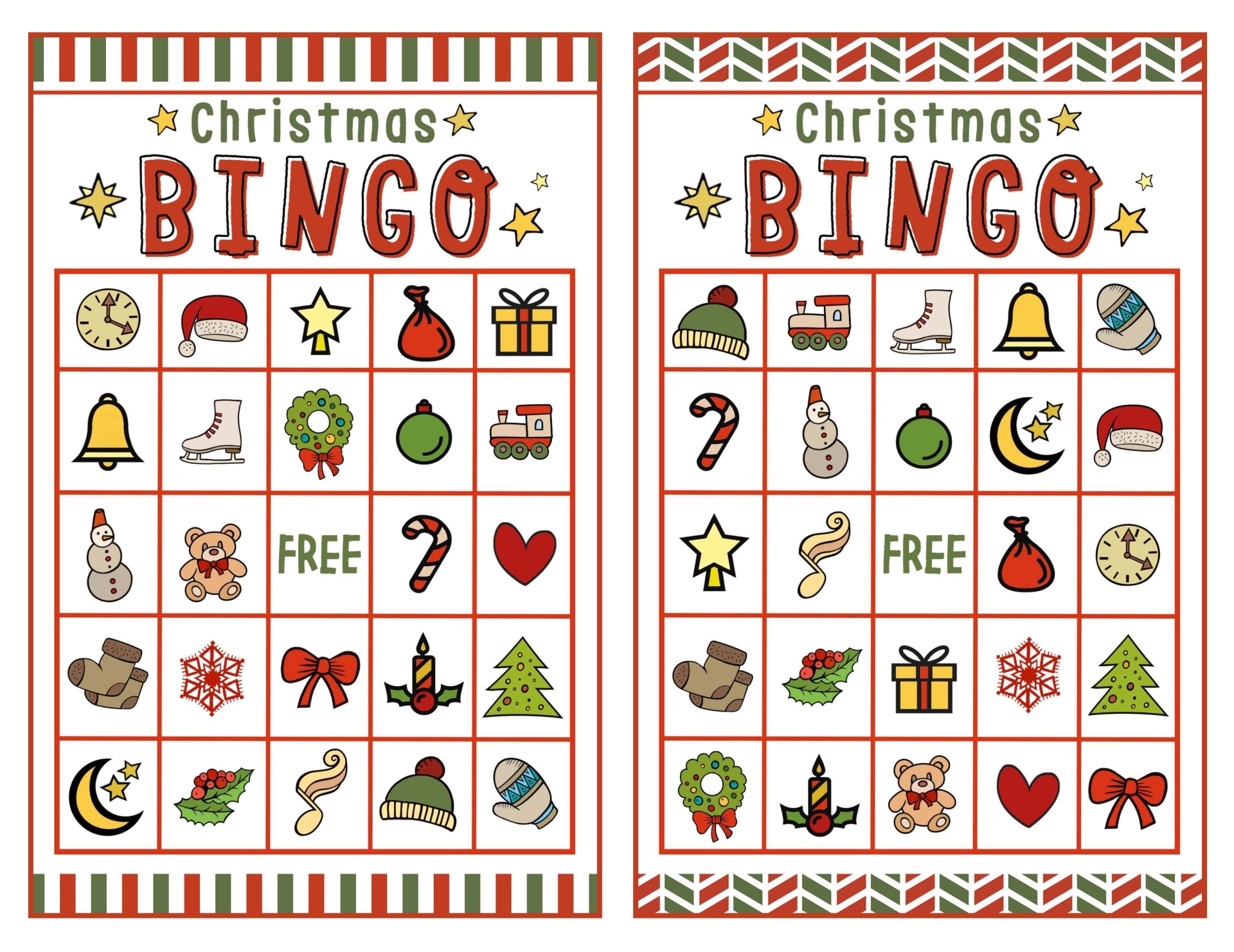20 printable christmas bingo cards