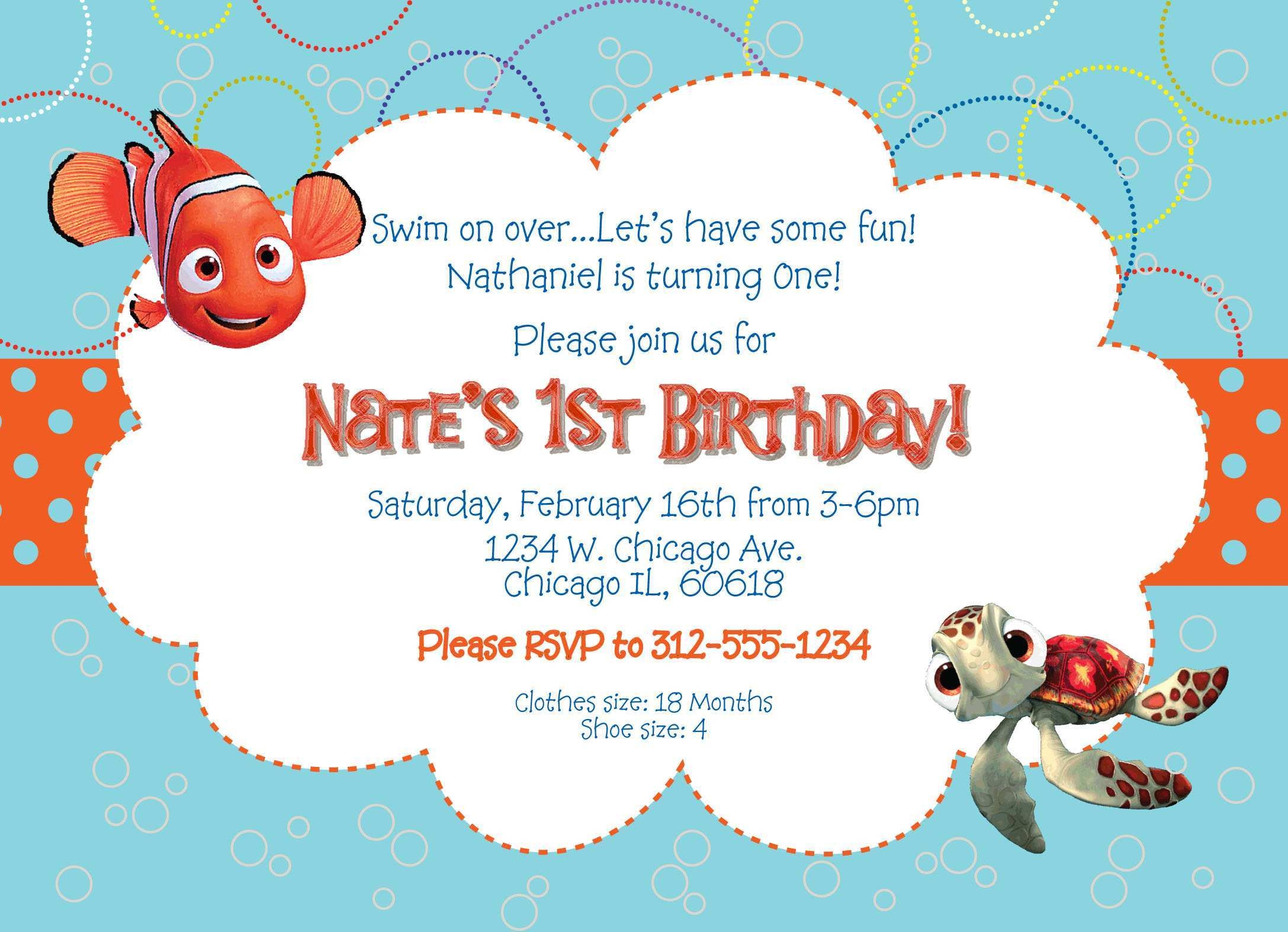 26 Adding Nemo Birthday Invitation Template For Free With Nemo Birthday