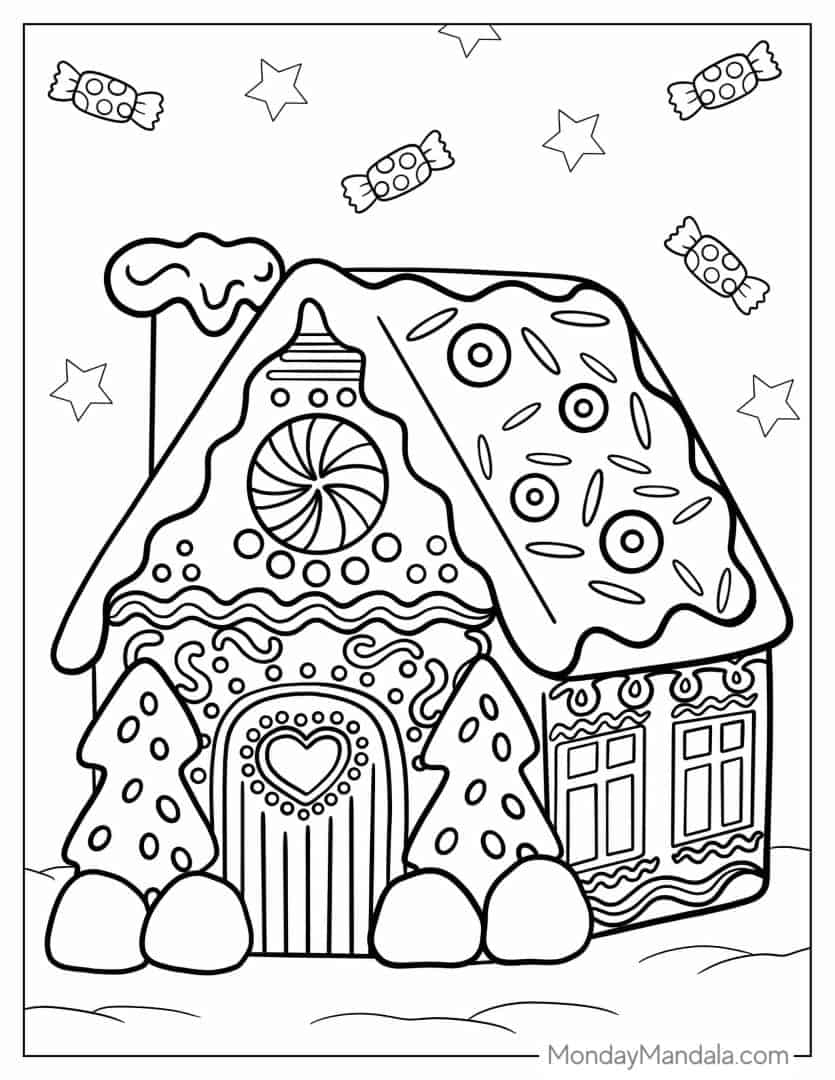 26 Gingerbread House Coloring Pages Free PDF Printables 
