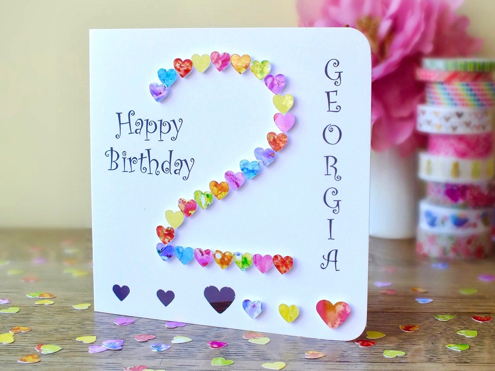 2nd Birthday Card Custom Personalised Age 2 Birthday Card 2nd Birthday