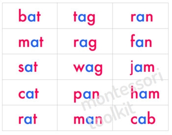 3 Letter Phonetic Word Cards Montessori Printable Distance Learning