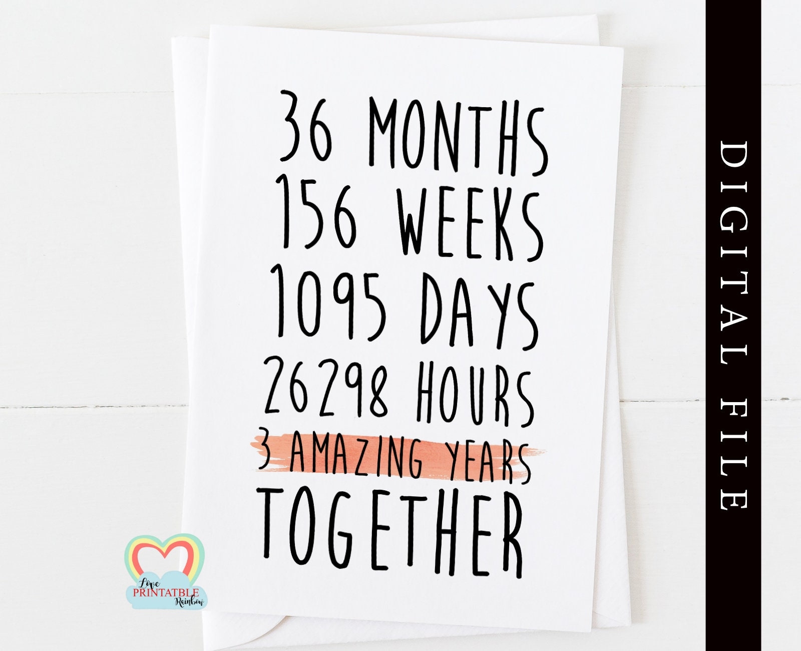 3 Year Anniversary Printable Cards Printable Cards