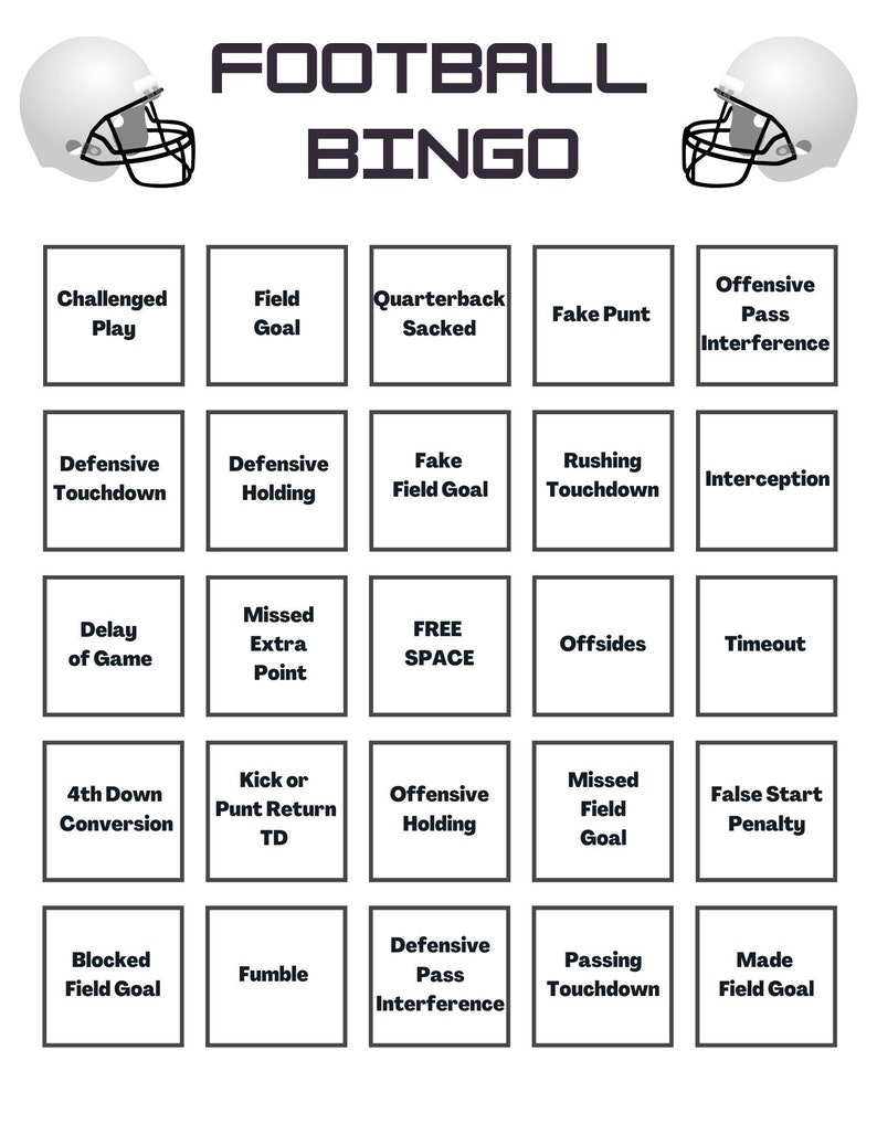 30 Printable Football Bingo Cards Super Bowl Party Football Party 