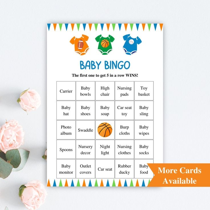 30 Printable Sports Baby Shower Bingo Cards 5x7 39 39 Prefilled Baby 