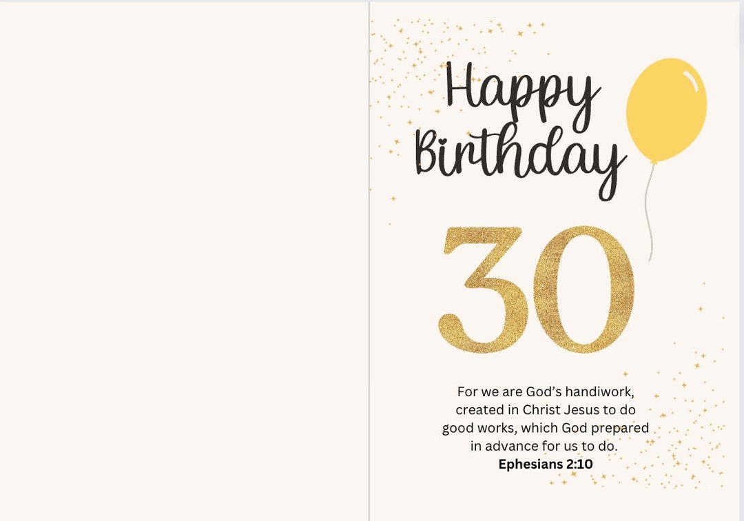 30th Birthday Card Printable Etsy