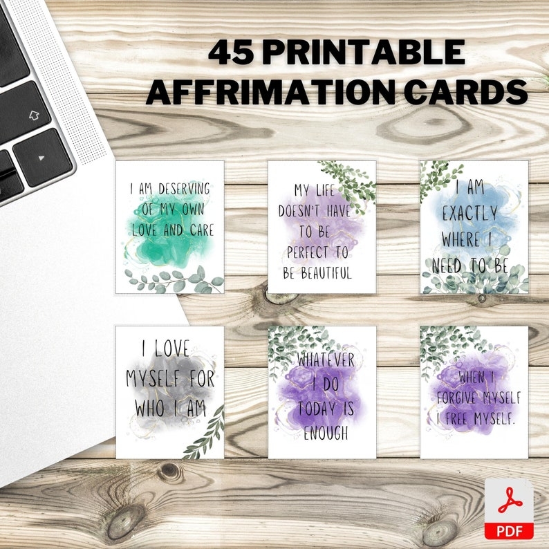 32 Printable Positive Affirmation Cards PDF Positive Quotes Printable 
