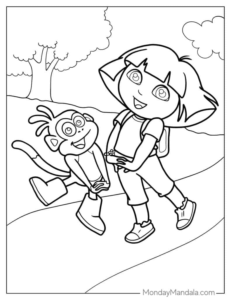 36 Dora The Explorer Coloring Pages Free PDF Printables Worksheets 