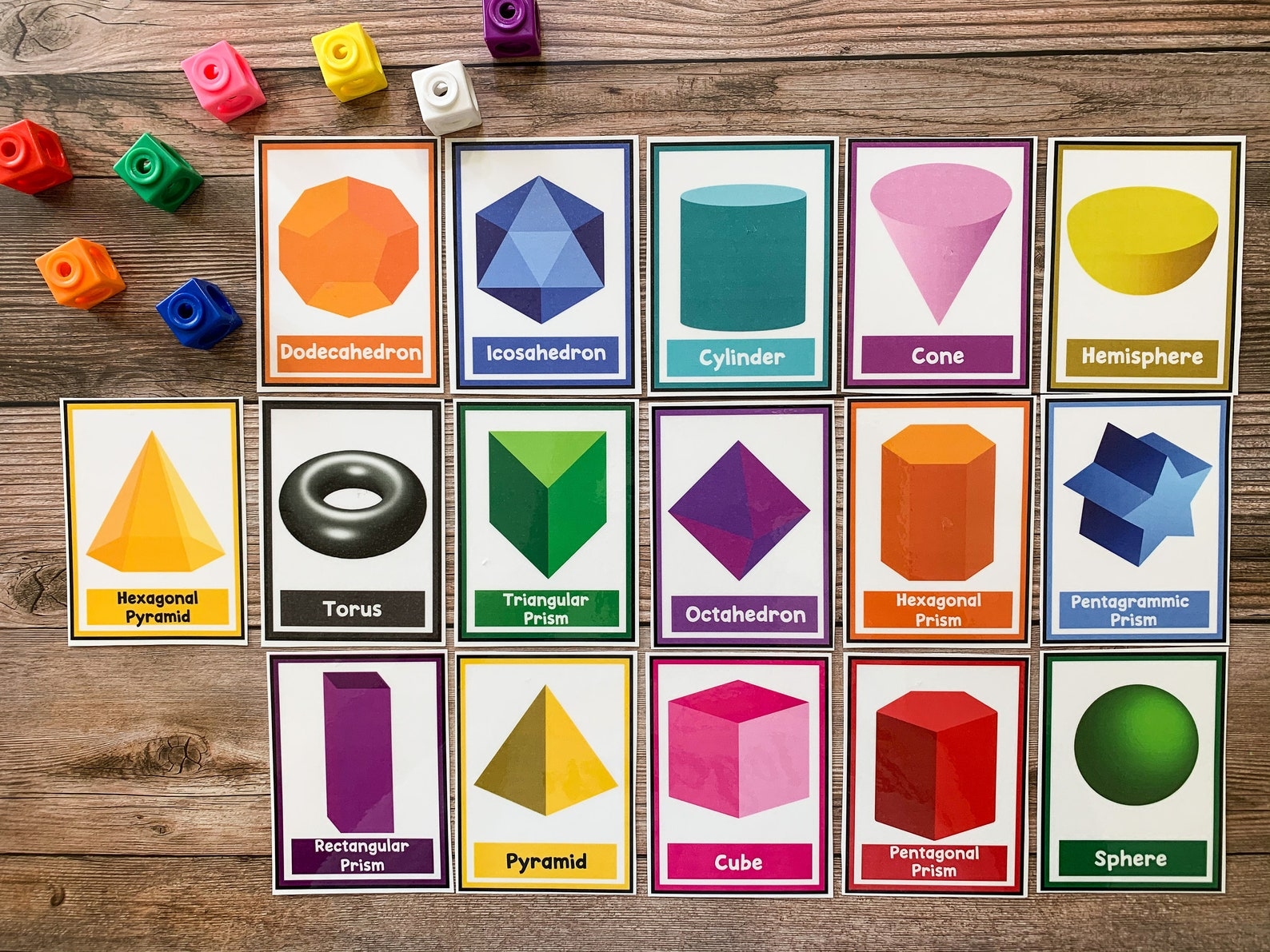 2d and 3d shape flash cards printable
