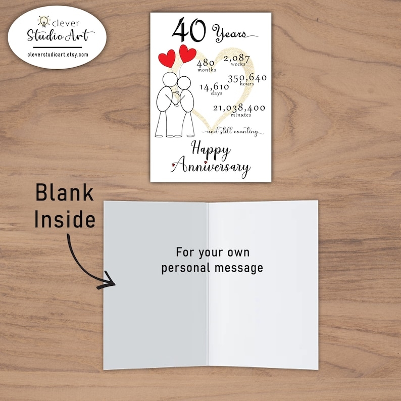 40th anniversary card printable