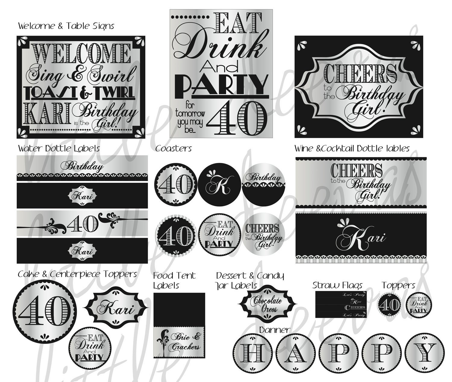 40th Birthday Free Printable Signs