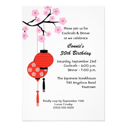 40th Birthday Ideas Japanese Birthday Invitation Templates