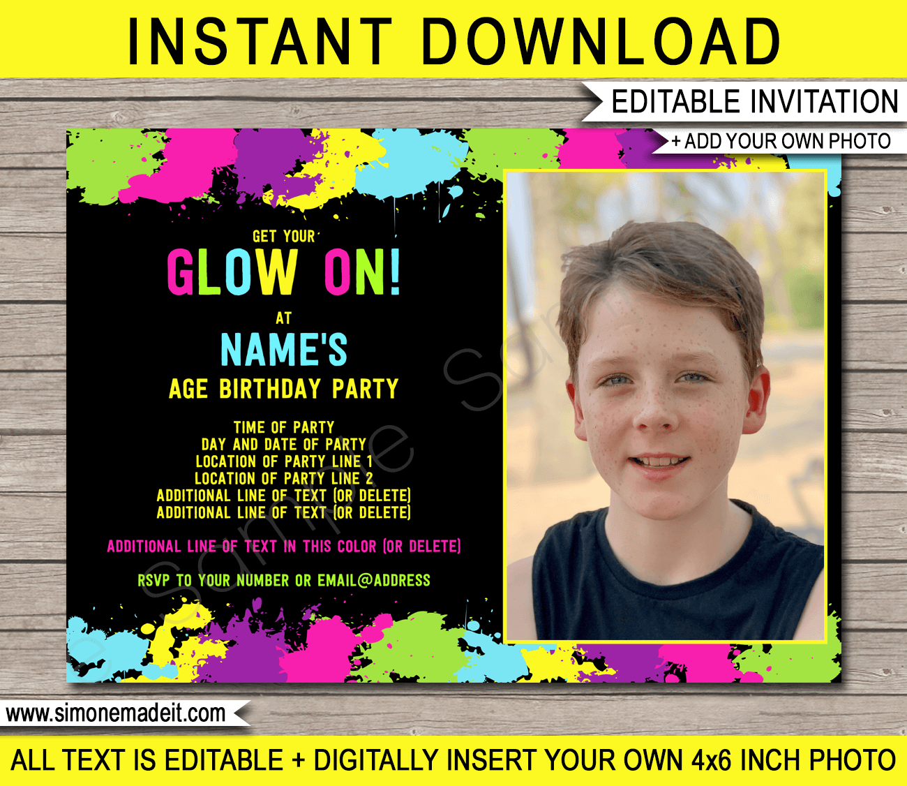 43 Neon Party Invitation Template PNG US Invitation Template