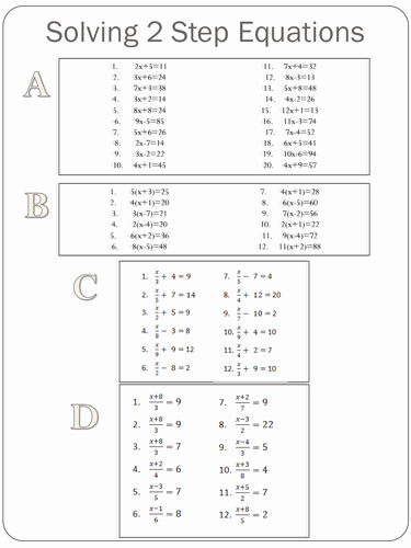 46 Two Step Equations Worksheet Chessmuseum Template Library