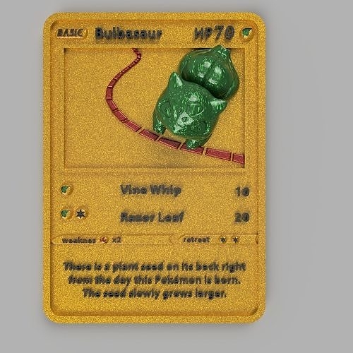 4D POKEMON CARDS BULBASAUR 3D Model 3D Printable CGTrader